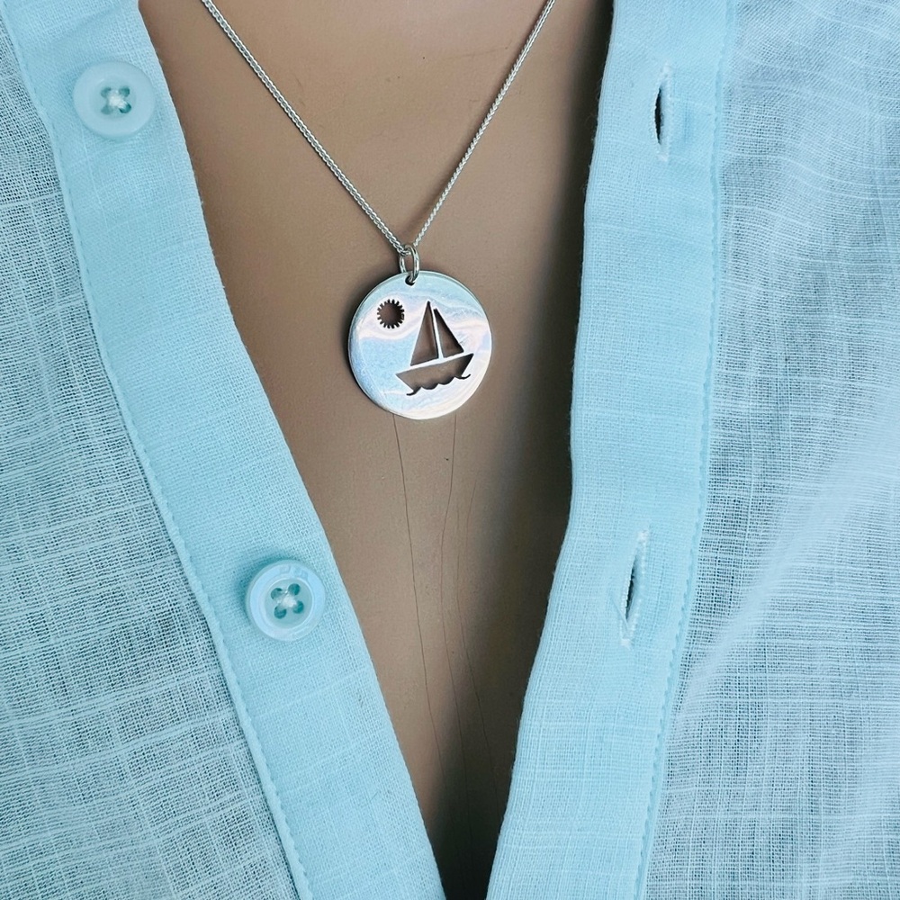 Sterling Silver Sailboat Pendant Necklace